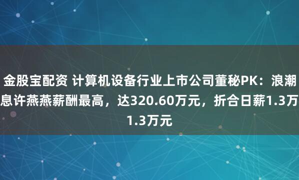 金股宝配资 计算机设备行业上市公司董秘PK：浪潮信息许燕燕薪酬最高，达320.60万元，折合日薪1.3万元