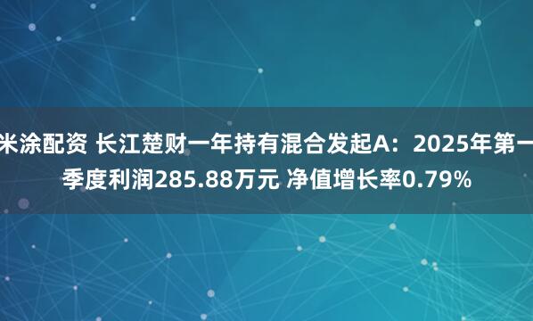 米涂配资 长江楚财一年持有混合发起A：2025年第一季度利润285.88万元 净值增长率0.79%